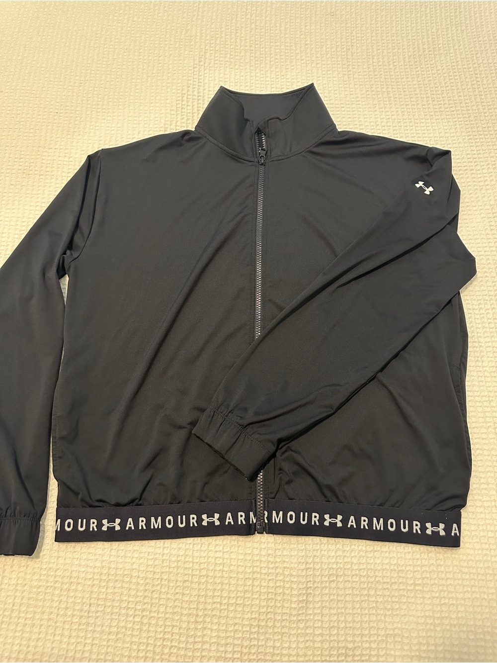 Under Armour Black Logo-Trim Full Zip Performance Jacket